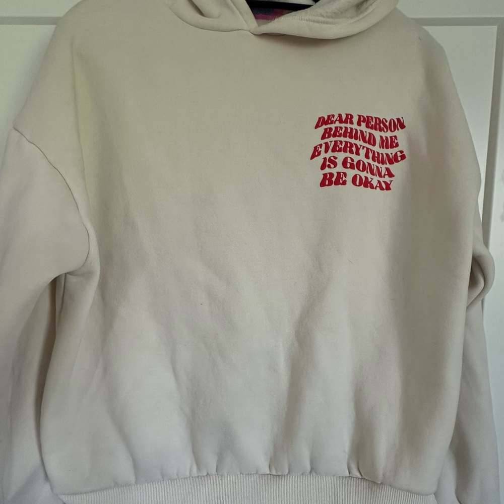 Edikted Cream Hoodie with Pink Label